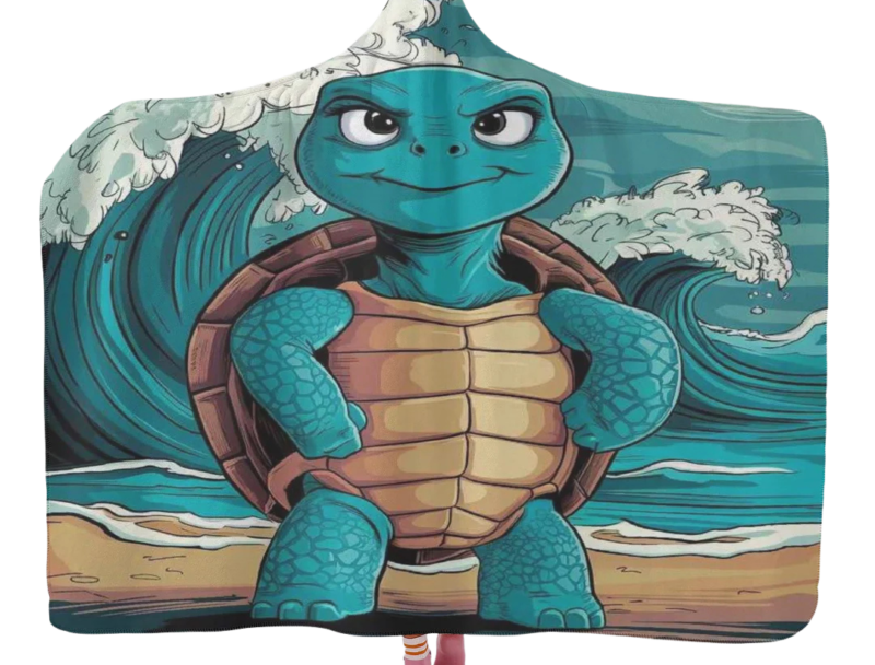Crazy Beach Turtle Hooded Blanket