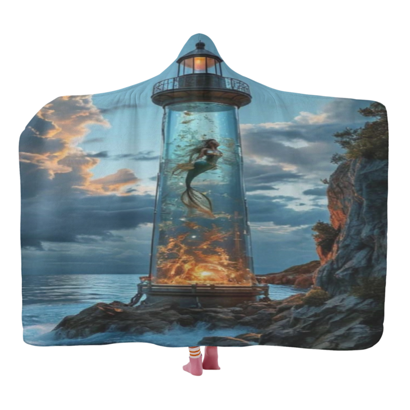 Nautical Lighthouse Hooded Blanket
