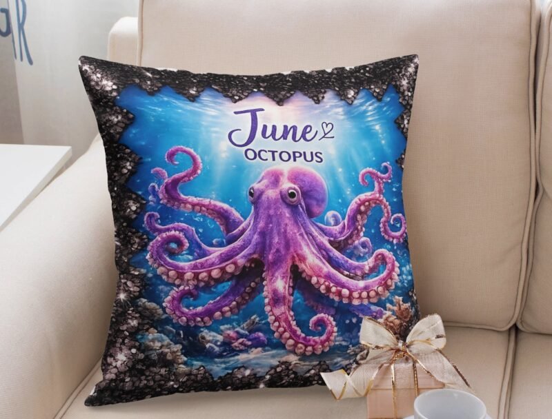 June Octopus Sequin Pillow Cover