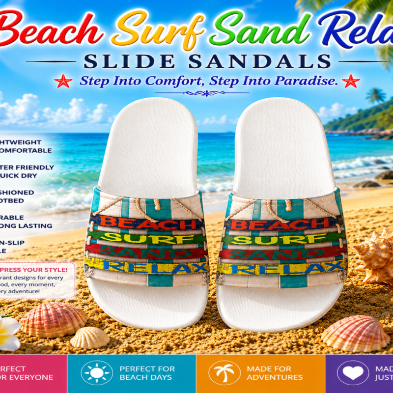 Beach Surf Sand Relax Slide Sandals - White
