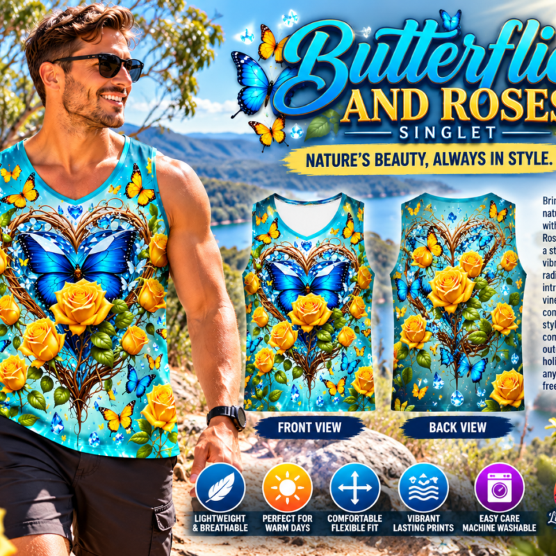 Butterflies & Roses Singlet