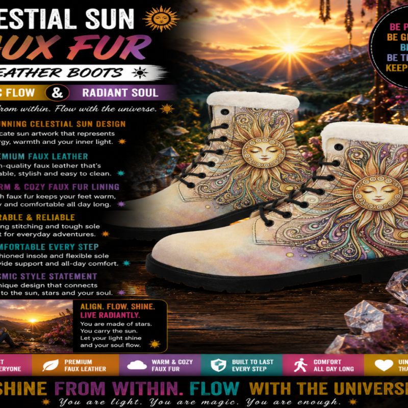 Celestial Sun Faux Fur Leather Boots