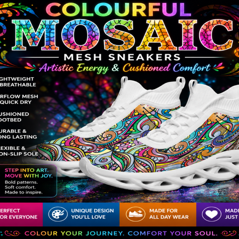 Colourful Mosaic Mesh Sneakers