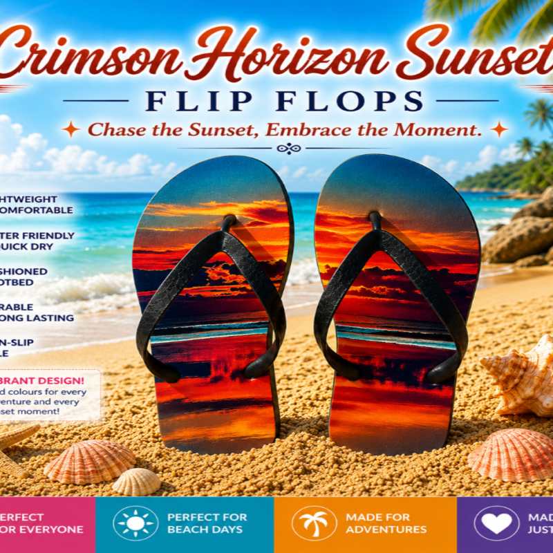 Crimson Horizon Sunset Flip Flops