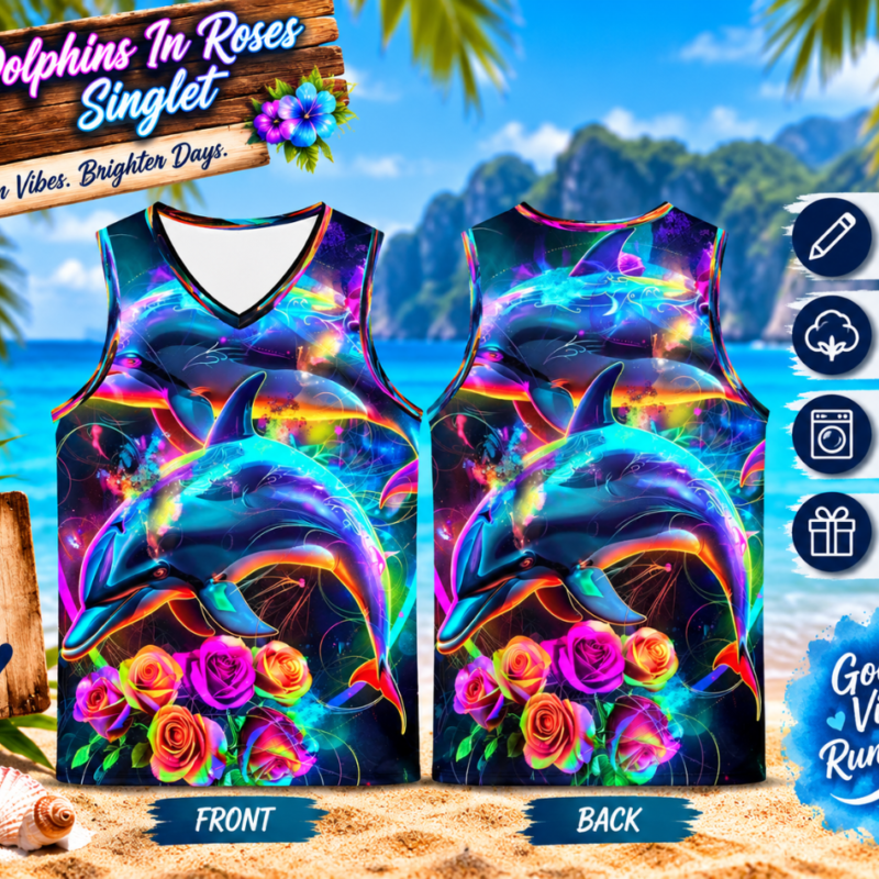 Dolphins In Roses<br>Singlet
