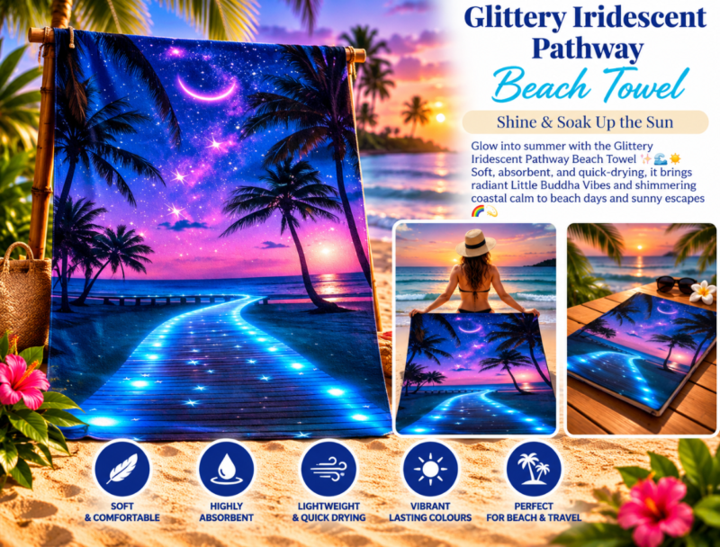 Glittery Iridescent Pathway Beach Towel