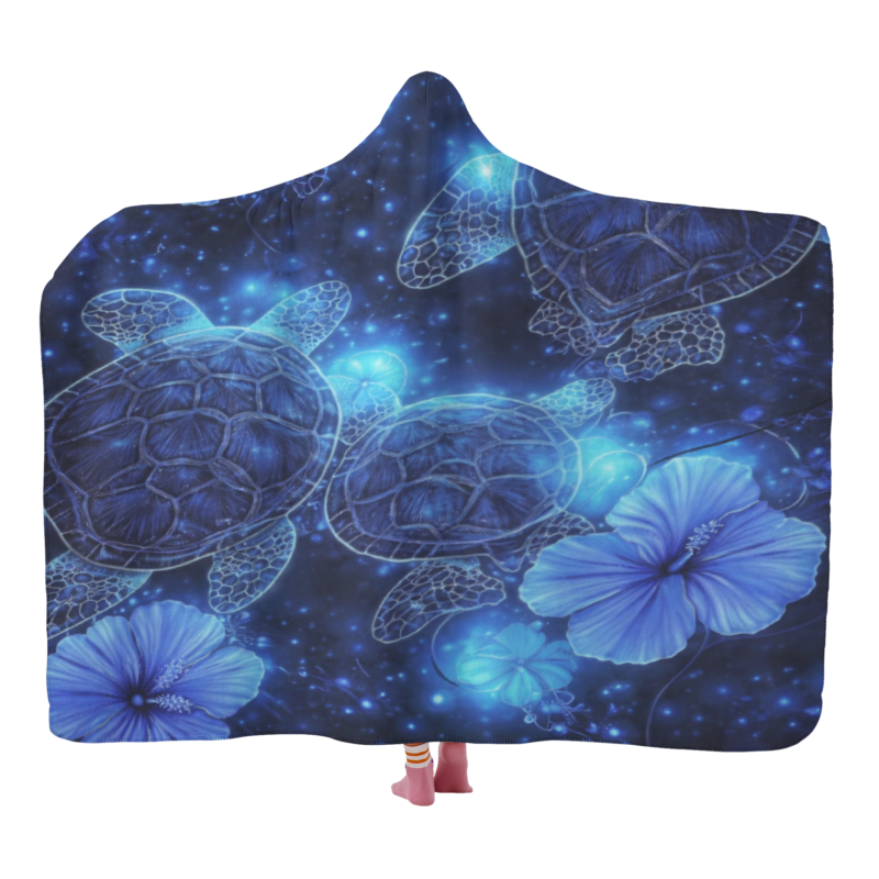Glowing Sea Turtles Hooded Blanket