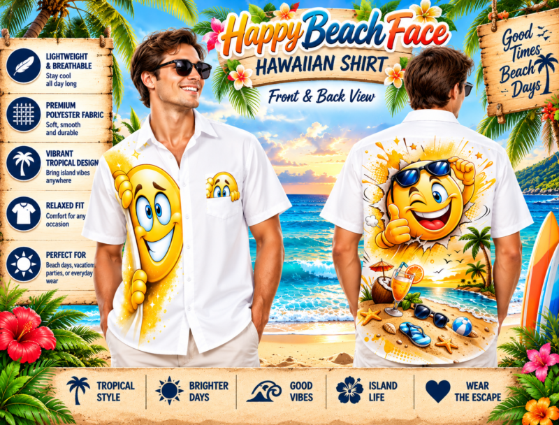 Happy Beach Face Hawaiian Shirt