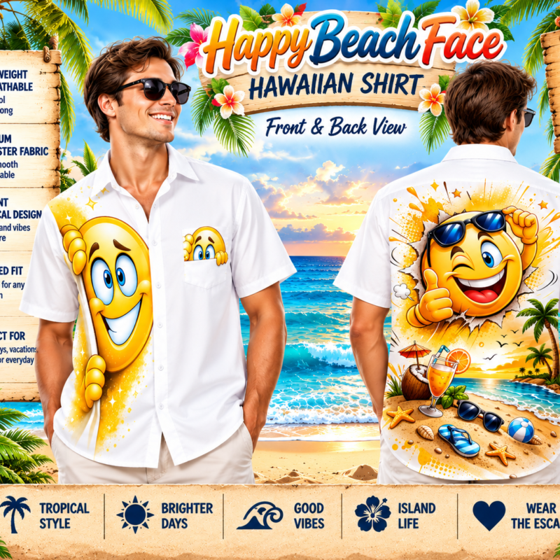 Happy Beach Face Hawaiian Shirt