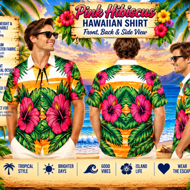 Pink Hibiscus Hawaiian Shirt