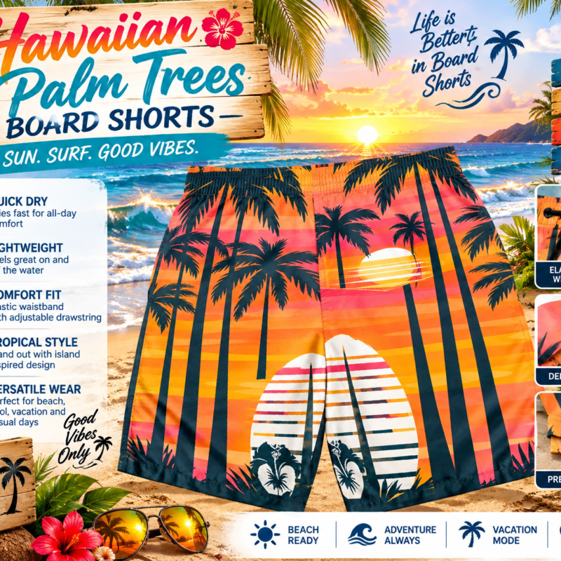 Hawaiian-Palm-Trees-Board-Shorts-