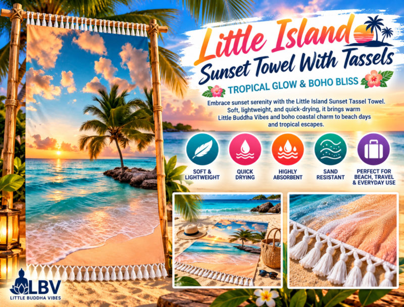 Little Island Sunset Towel With Tassels