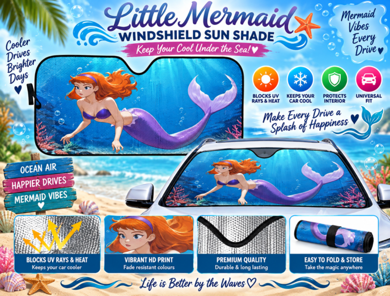 Little Mermaid Windshield Sun Shade