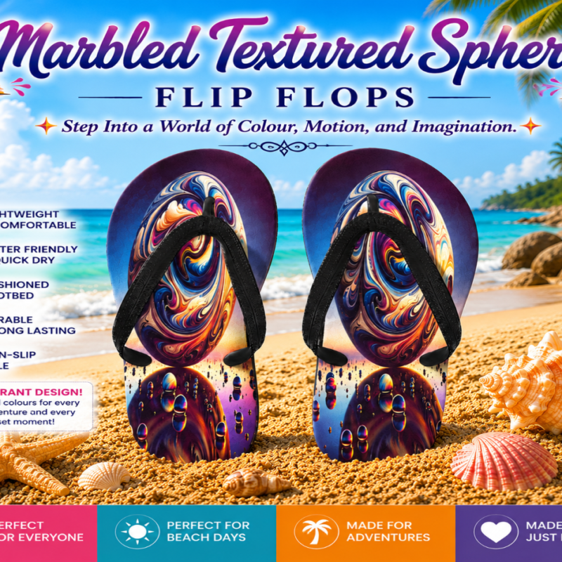 Marbled Textured Sphere Flip Flops