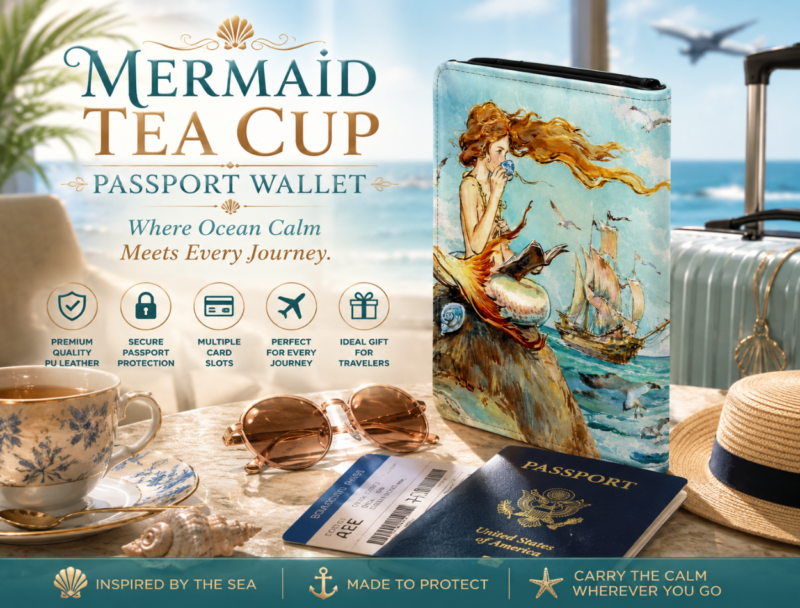 Mermaid Tea Cup Passport Wallet