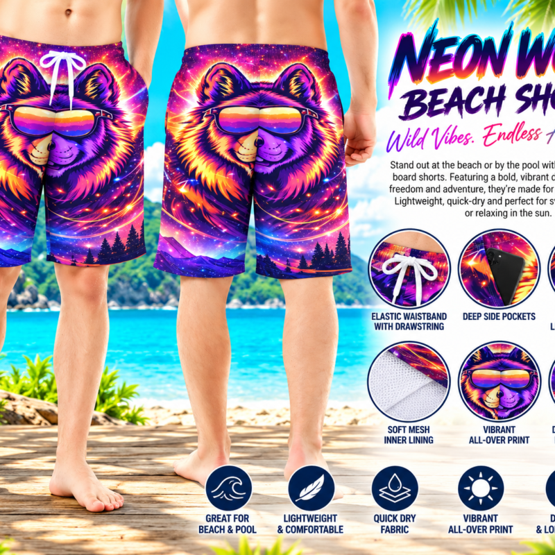 Neon Wolf Beach Shorts