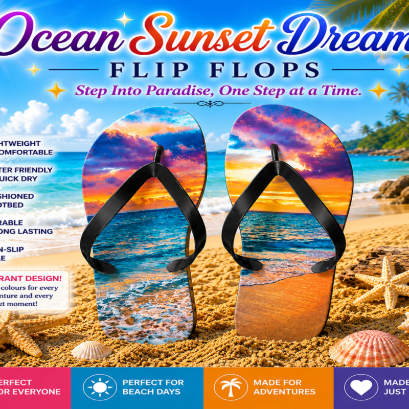 Ocean Sunset Dreams Flip Flops