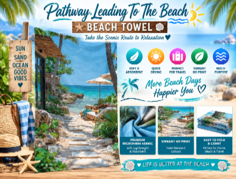 Pathway Leading To The Beach Beach Towel