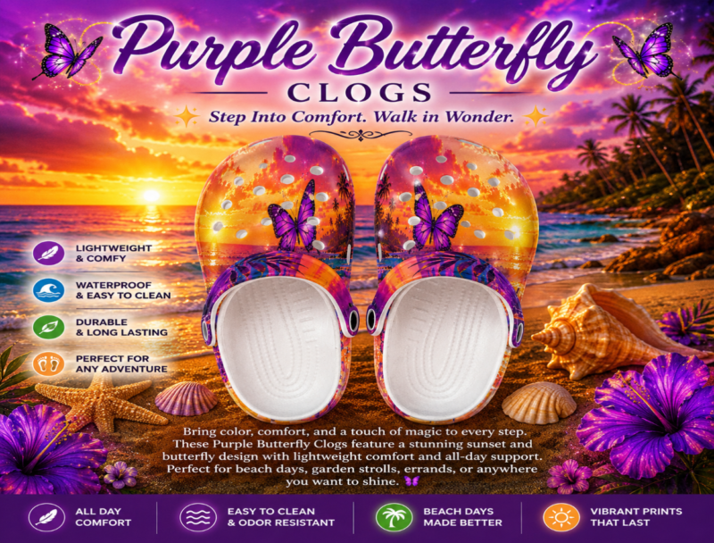 Purple Butterfly Clogs