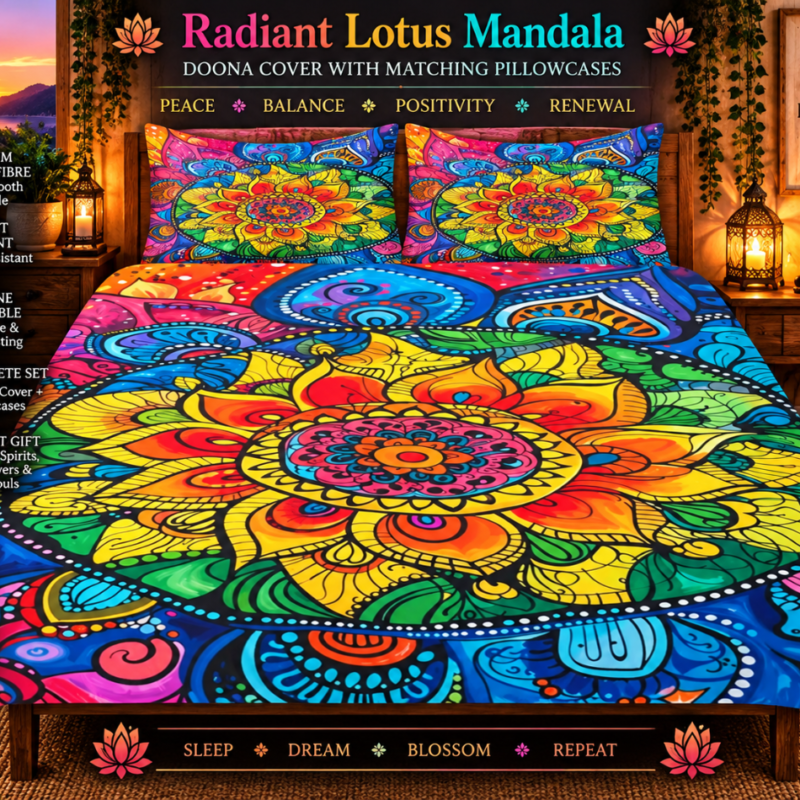 Radiant Lotus Mandala Doona Cover With Pillow Cases