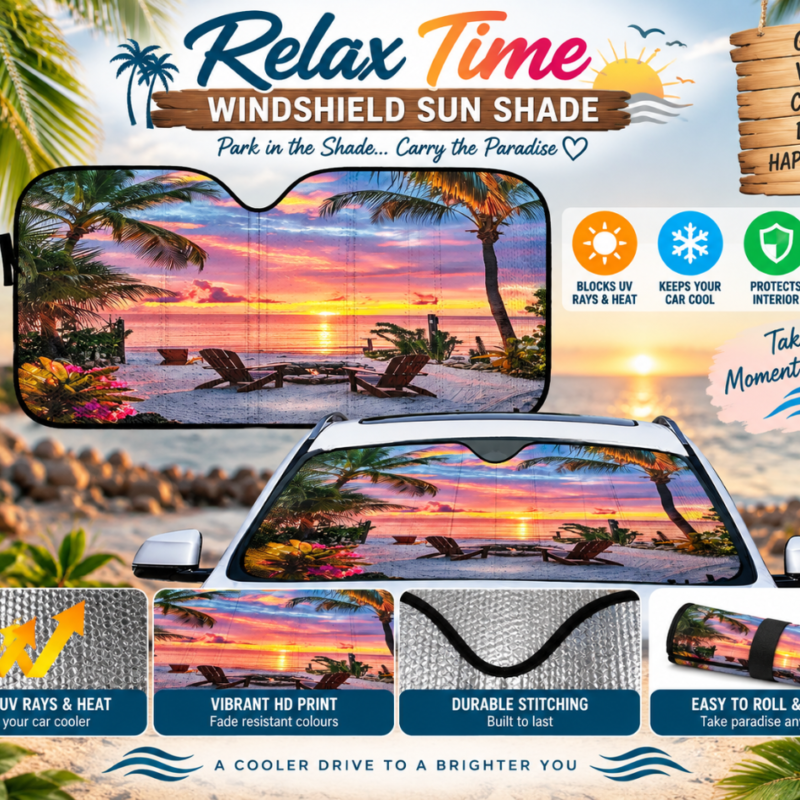 Relax Time Windshield Sun Shade