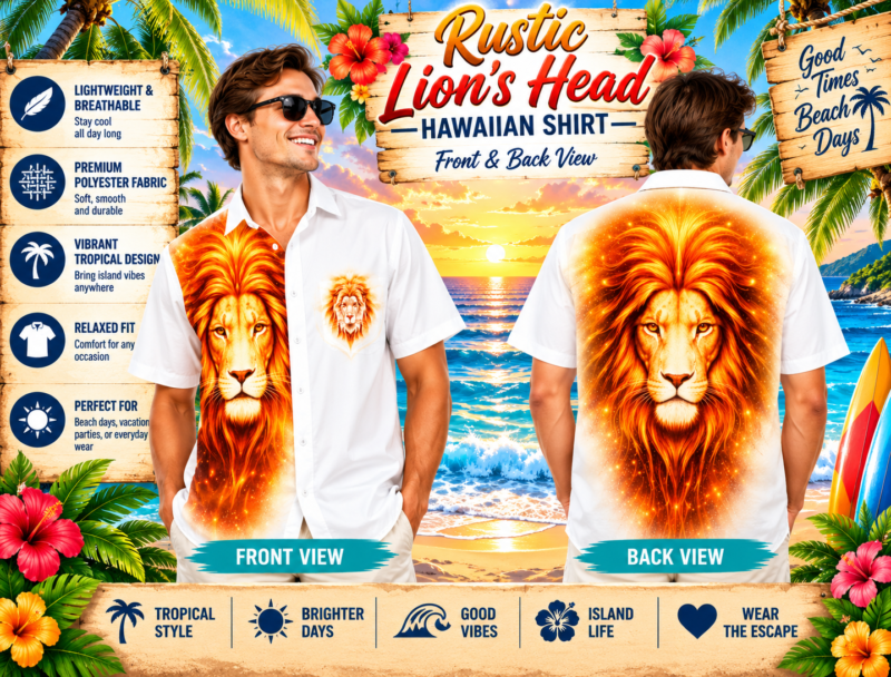 Rustic Lion's Head Hawaiian Shirt