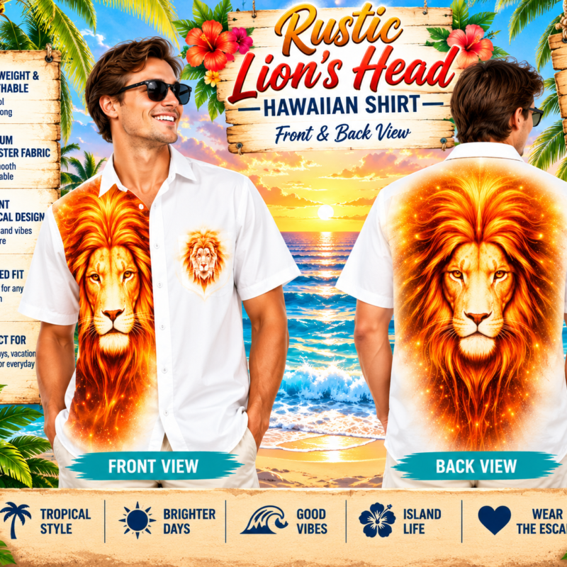 Rustic Lion's Head Hawaiian Shirt