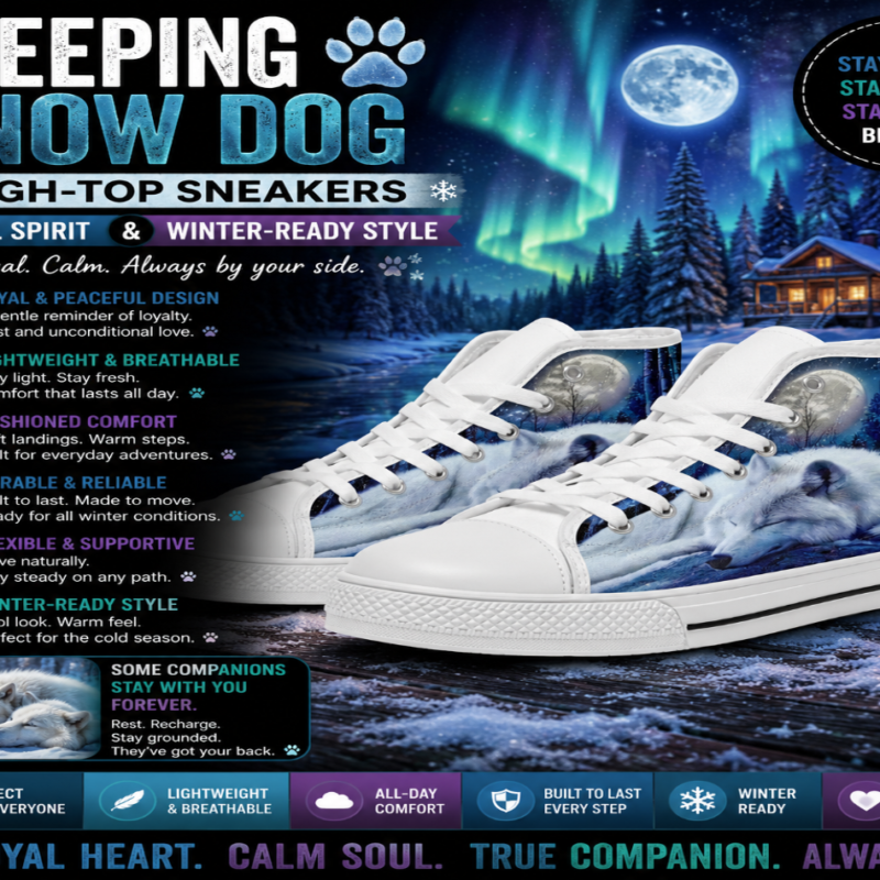 Sleeping Snow Dog High-Top Sneakers