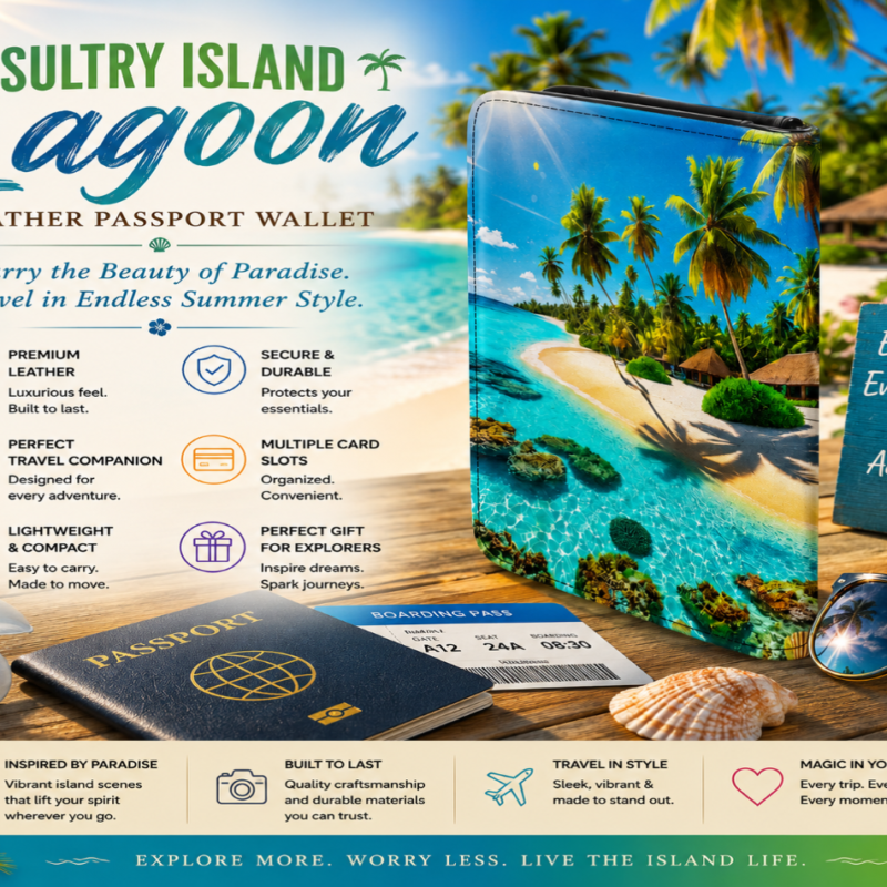 Sultry Island Lagoon Passport Wallet