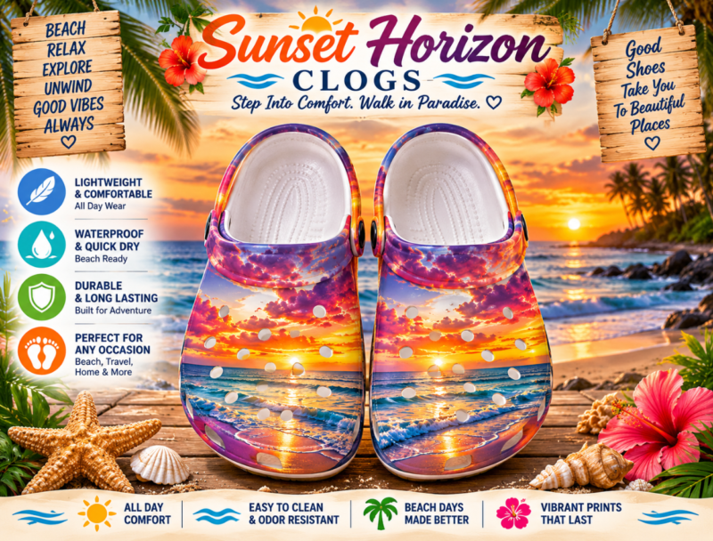 Sunset Horizon Beach Clogs