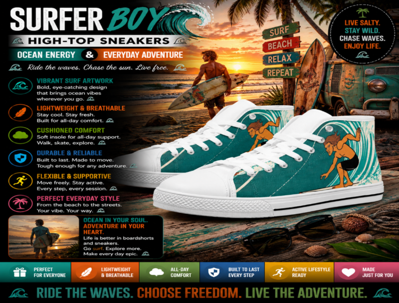 Surfer Boy High-Top Sneakers