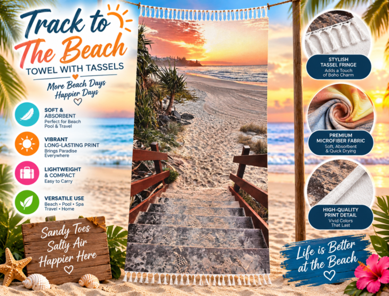 Track to The Beach Towel With Tassels