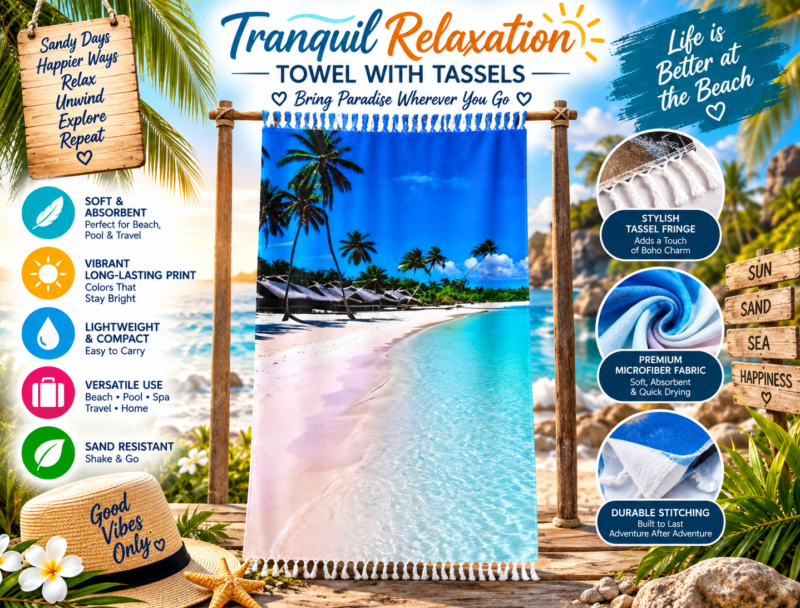 Tranquil Relaxation Towel With Tassels