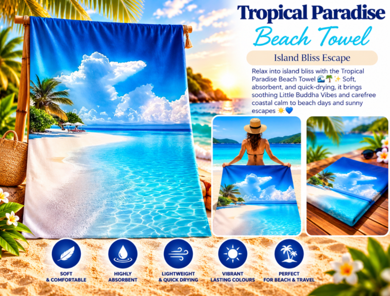 Tropical Paradise Beach Beach Towel
