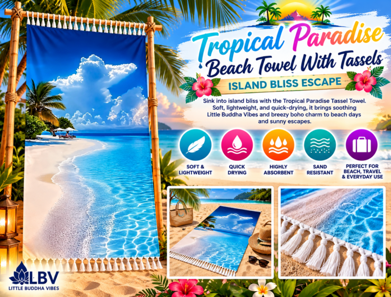 Tropical Paradise Beach Towel With Tassels