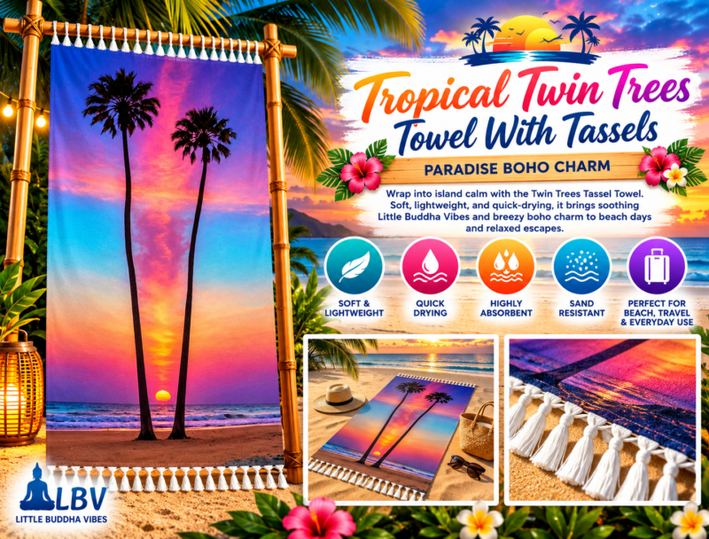 Tropical Twin Trees Towel With Tassels