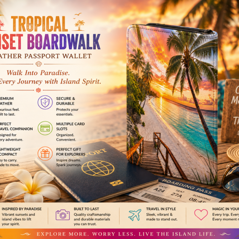 Tropical Sunset Boardwalk Passport Wallet