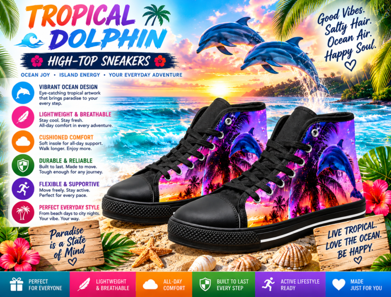 Tropical Dolphin High-Top Sneakers