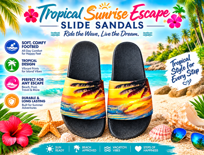 Tropical Sunrise Escape Slide Sandals