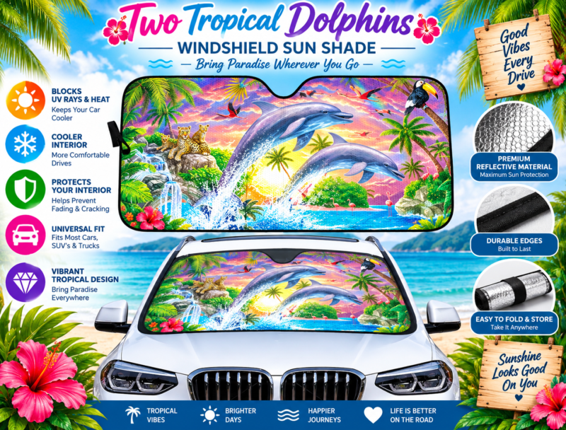 Two-Tropical-Dolphins-Windshield-Sun-Shade