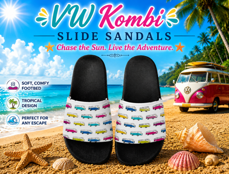 VW Kombi Slide Sandals - Black