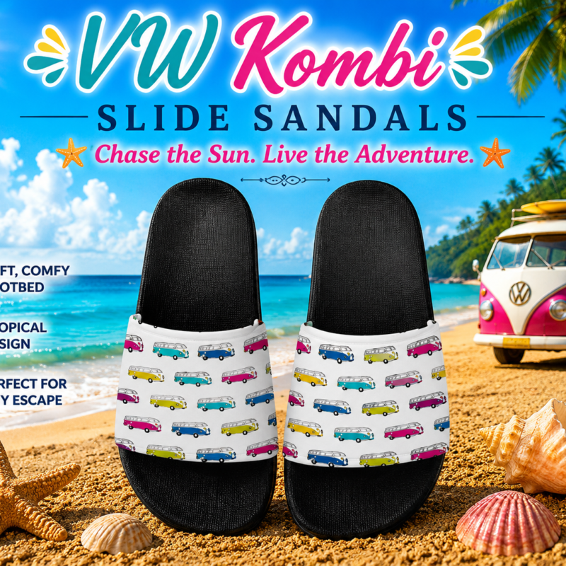 VW Kombi Slide Sandals - Black