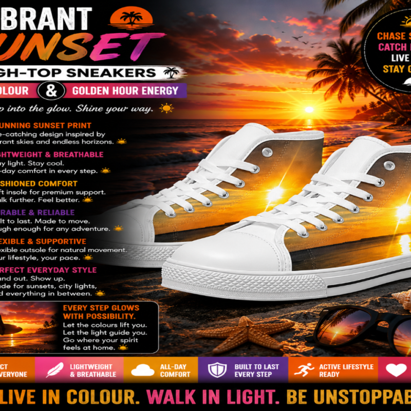Vibrant Sunset High-Top Sneakers