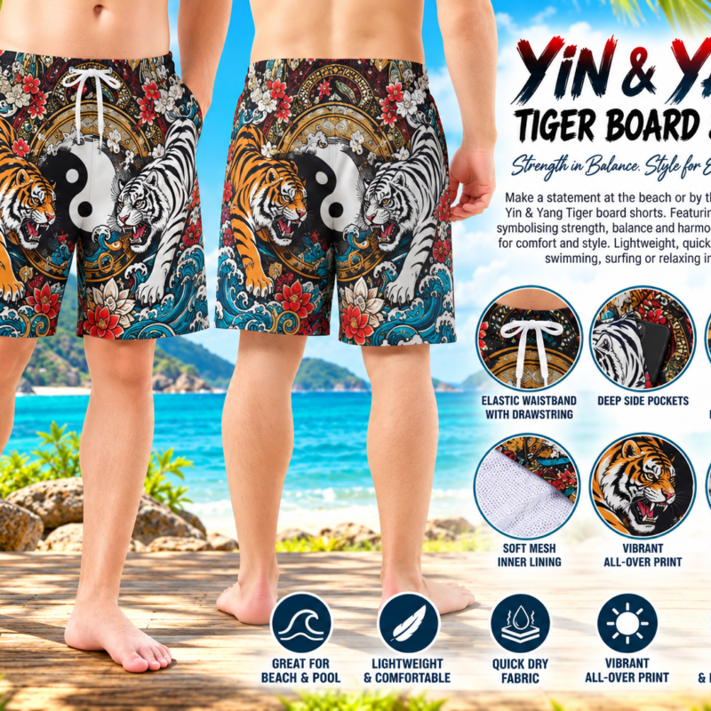 Yin & Yang Tiger Board Shorts