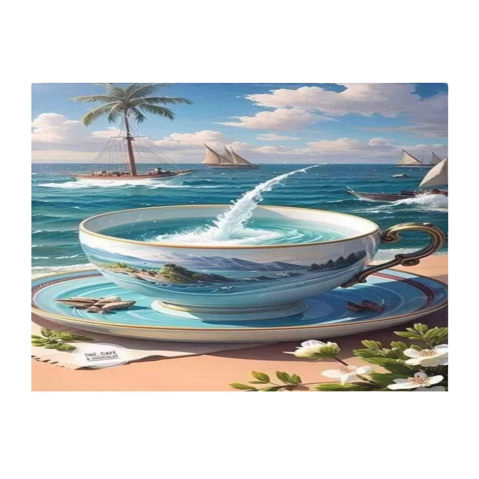 Ocean and A Tea Cup Beach Towel