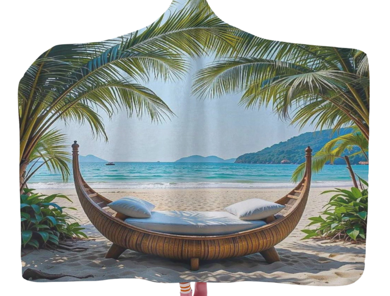 Tropical Beach Hammock Hooded Blanket