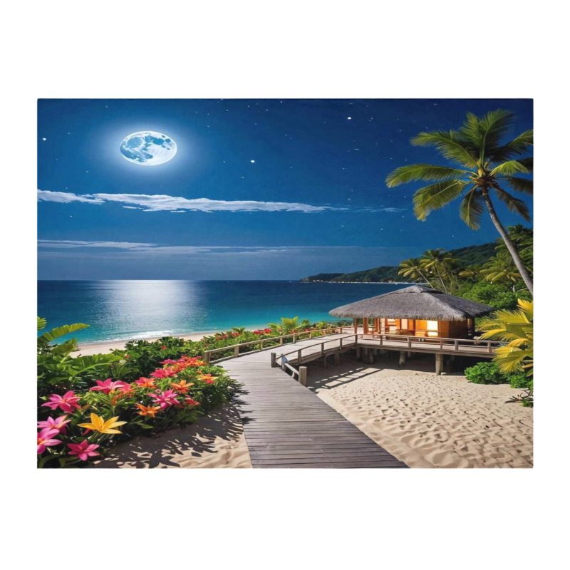 Holiday Moonlit Shack Beach Towel