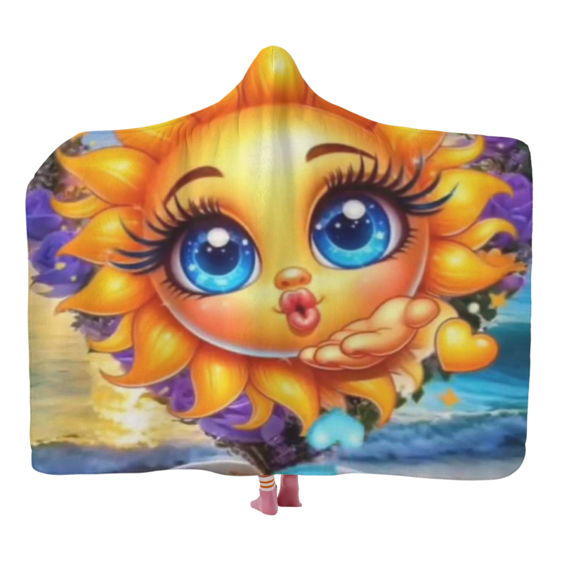 Kissing Blue Eyed Sun Hooded Blanket