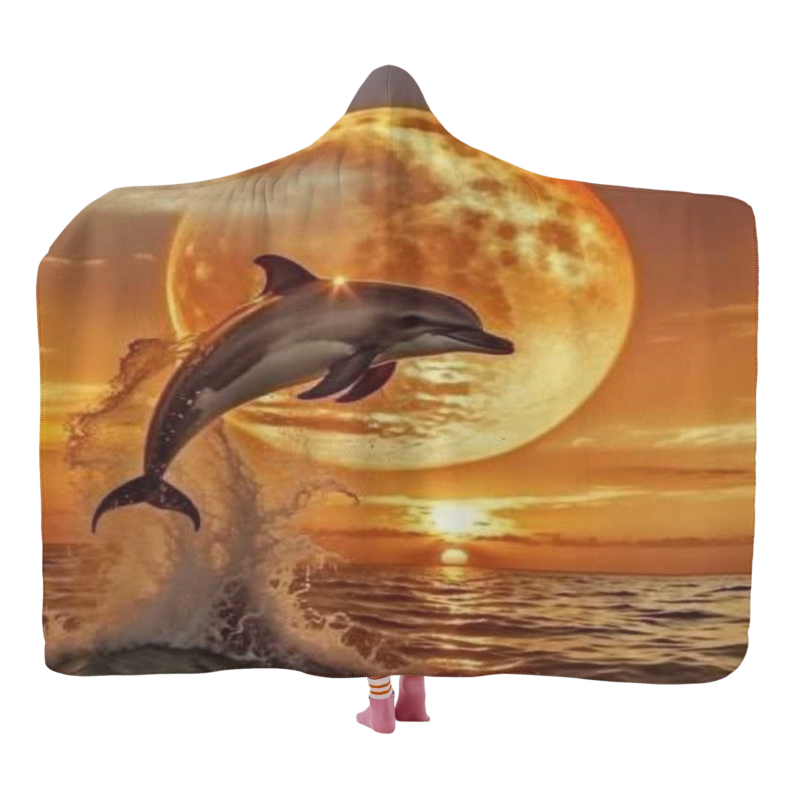 Dolphin Mystic Moon Hooded Blanket