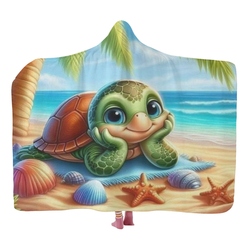 Pondering Serene Turtle Hooded Blanket